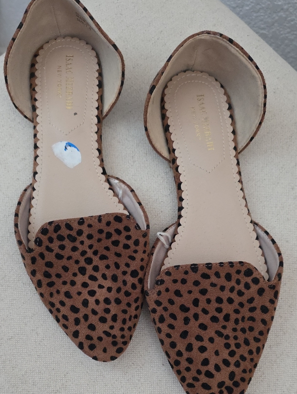 Leopard-Print Brown Pointed D'Orsay Flats By Isaac Mizrahi Sz. 7.5